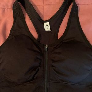 Black 90 degree zip up sports bra